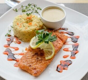 Salmon and rice meal